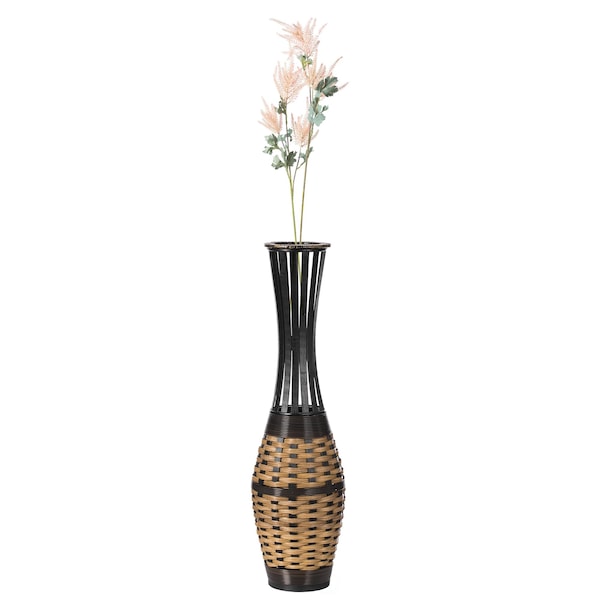 Uniquewise Elegant 34-inch-tall Trumpet Style Floor Vase - Bamboo Rope Accent, Brown Modern Statement Vase QI004079 - main